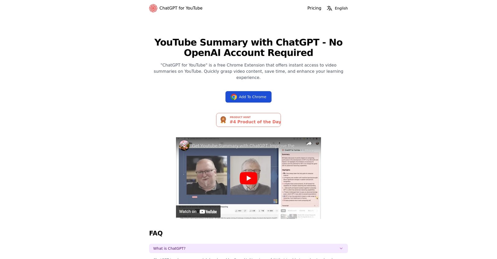 ChatGPT for YouTube